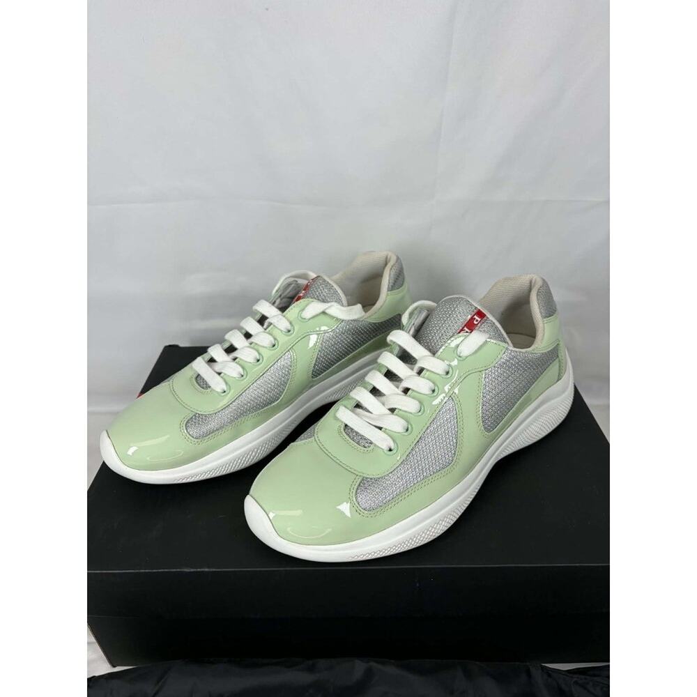 Prada American Cup Patent Mint Green Mens Mesh Sneakers - Sz 7 US SPB JA-365540 - Picture 4 of 14